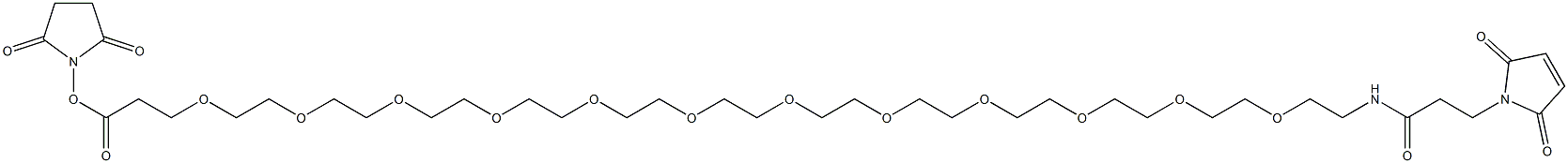 1-Maleinimido-3-oxo-7,10,13,16,19,22,25,28,31,34,37,40-dodecaoxa-4-azatritetracontan-43-oic acid succinimidyl ester 구조식 이미지