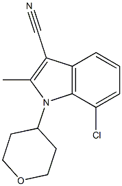 7-CHLORO-1-(TETRAHYDROPYRAN-4-YL)METHYL-1H-INDOLE-3-CARBONITRILE Structure