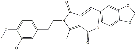 methyl 3-[(Z)-1,3-benzodioxol-5-ylmethylidene]-1-(3,4-dimethoxyphenethyl)-5-methyl-2-oxo-1,2-dihydro-3H-pyrrole-4-carboxylate Structure