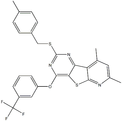 7,9-dimethyl-2-[(4-methylbenzyl)sulfanyl]-4-[3-(trifluoromethyl)phenoxy]pyrido[3',2':4,5]thieno[3,2-d]pyrimidine Structure