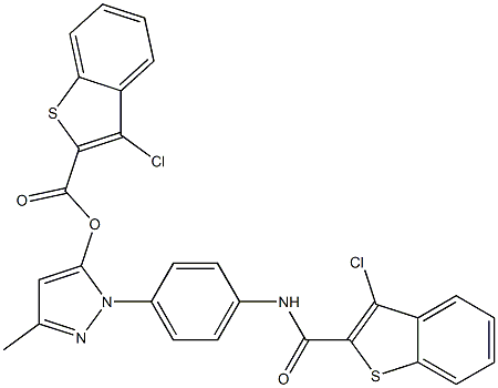 1-(4-{[(3-chlorobenzo[b]thiophen-2-yl)carbonyl]amino}phenyl)-3-methyl-1H-pyrazol-5-yl 3-chlorobenzo[b]thiophene-2-carboxylate Structure