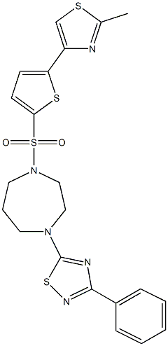 5-(4-{[5-(2-methyl-1,3-thiazol-4-yl)-2-thienyl]sulfonyl}-1,4-diazepan-1-yl)-3-phenyl-1,2,4-thiadiazole Structure