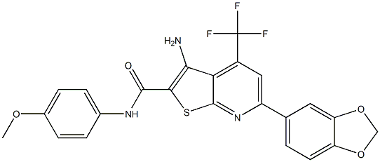 3-amino-6-(1,3-benzodioxol-5-yl)-N-(4-methoxyphenyl)-4-(trifluoromethyl)thieno[2,3-b]pyridine-2-carboxamide Structure