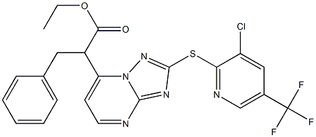 ethyl 2-(2-{[3-chloro-5-(trifluoromethyl)-2-pyridinyl]sulfanyl}[1,2,4]triazolo[1,5-a]pyrimidin-7-yl)-3-phenylpropanoate 구조식 이미지