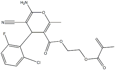 2-(methacryloyloxy)ethyl 6-amino-4-(2-chloro-6-fluorophenyl)-5-cyano-2-methyl-4H-pyran-3-carboxylate 구조식 이미지