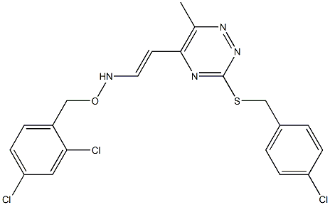 N-(2-{3-[(4-chlorobenzyl)sulfanyl]-6-methyl-1,2,4-triazin-5-yl}vinyl)-O-(2,4-dichlorobenzyl)hydroxylamine 구조식 이미지