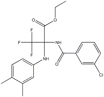 ethyl 2-[(3-chlorobenzoyl)amino]-2-(3,4-dimethylanilino)-3,3,3-trifluoropropanoate 구조식 이미지