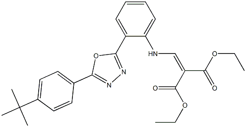 diethyl 2-[(2-{5-[4-(tert-butyl)phenyl]-1,3,4-oxadiazol-2-yl}anilino)methylidene]malonate Structure