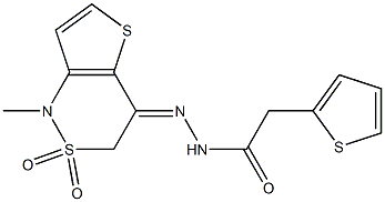 N'-[1-methyl-2,2-dioxo-2,3-dihydro-2lambda~6~-thieno[3,2-c][1,2]thiazin-4(1H)-yliden]-2-(2-thienyl)acetohydrazide Structure