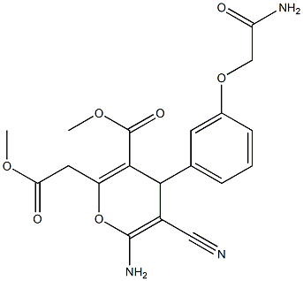 methyl 6-amino-4-[3-(2-amino-2-oxoethoxy)phenyl]-5-cyano-2-(2-methoxy-2-oxoethyl)-4H-pyran-3-carboxylate Structure