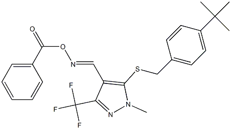 N-(benzoyloxy)-N-{[5-{[4-(tert-butyl)benzyl]sulfanyl}-1-methyl-3-(trifluoromethyl)-1H-pyrazol-4-yl]methylene}amine 구조식 이미지