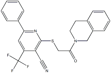 2-({2-[3,4-dihydro-2(1H)-isoquinolinyl]-2-oxoethyl}sulfanyl)-6-phenyl-4-(trifluoromethyl)nicotinonitrile Structure