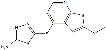 5-[(6-ethylthieno[2,3-d]pyrimidin-4-yl)thio]-1,3,4-thiadiazol-2-amine 구조식 이미지