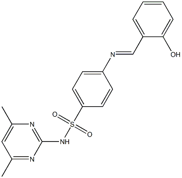 N1-(4,6-dimethylpyrimidin-2-yl)-4-[(2-hydroxybenzylidene)amino]benzene-1-sulfonamide 구조식 이미지