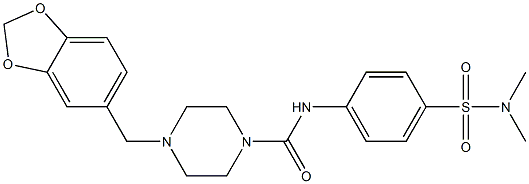 4-(1,3-benzodioxol-5-ylmethyl)-N-{4-[(dimethylamino)sulfonyl]phenyl}tetrahydro-1(2H)-pyrazinecarboxamide Structure
