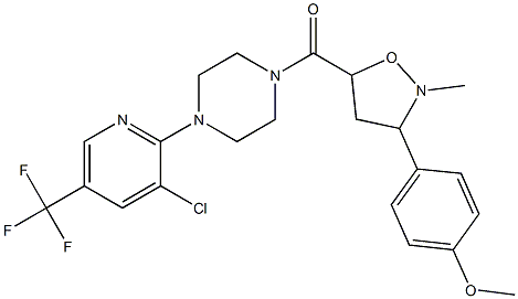 {4-[3-chloro-5-(trifluoromethyl)-2-pyridinyl]piperazino}[3-(4-methoxyphenyl)-2-methyltetrahydro-5-isoxazolyl]methanone 구조식 이미지
