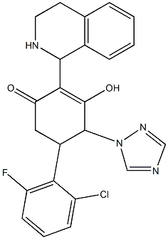 5-(2-chloro-6-fluorophenyl)-3-hydroxy-2-(1,2,3,4-tetrahydro-1-isoquinolinyl)-4-(1H-1,2,4-triazol-1-yl)-2-cyclohexen-1-one 구조식 이미지