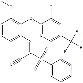 (E)-3-(2-{[3-chloro-5-(trifluoromethyl)-2-pyridinyl]oxy}-3-methoxyphenyl)-2-(phenylsulfonyl)-2-propenenitrile Structure