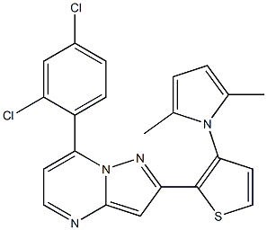 7-(2,4-dichlorophenyl)-2-[3-(2,5-dimethyl-1H-pyrrol-1-yl)-2-thienyl]pyrazolo[1,5-a]pyrimidine Structure