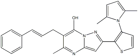 2-[3-(2,5-dimethyl-1H-pyrrol-1-yl)-2-thienyl]-5-methyl-6-[(E)-3-phenyl-2-propenyl]pyrazolo[1,5-a]pyrimidin-7-ol Structure