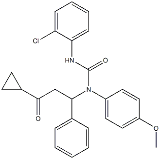 N'-(2-chlorophenyl)-N-(3-cyclopropyl-3-oxo-1-phenylpropyl)-N-(4-methoxyphenyl)urea 구조식 이미지