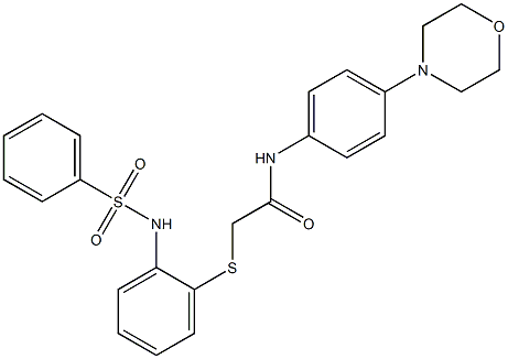 N-(4-morpholinophenyl)-2-({2-[(phenylsulfonyl)amino]phenyl}sulfanyl)acetamide 구조식 이미지