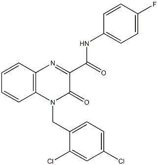 4-(2,4-dichlorobenzyl)-N-(4-fluorophenyl)-3-oxo-3,4-dihydro-2-quinoxalinecarboxamide 구조식 이미지