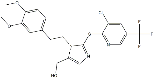 [2-{[3-chloro-5-(trifluoromethyl)-2-pyridinyl]sulfanyl}-1-(3,4-dimethoxyphenethyl)-1H-imidazol-5-yl]methanol 구조식 이미지