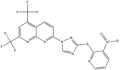 7-{3-[(3-nitro-2-pyridinyl)sulfanyl]-1H-1,2,4-triazol-1-yl}-2,4-bis(trifluoromethyl)[1,8]naphthyridine Structure