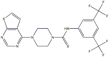 N1-[3,5-di(trifluoromethyl)phenyl]-4-thieno[2,3-d]pyrimidin-4-ylpiperazine-1-carbothioamide Structure