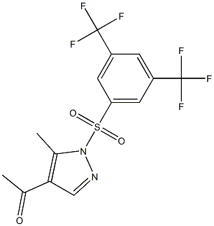 1-(1-{[3,5-di(trifluoromethyl)phenyl]sulfonyl}-5-methyl-1H-pyrazol-4-yl)eth an-1-one 구조식 이미지