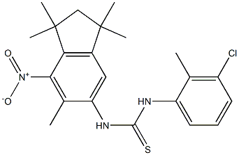 N-(3-chloro-2-methylphenyl)-N'-(1,1,3,3,6-pentamethyl-7-nitro-2,3-dihydro-1H-inden-5-yl)thiourea Structure