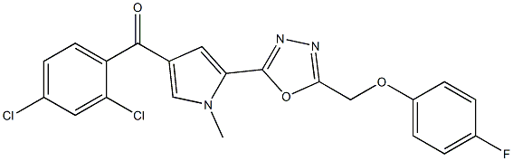 (2,4-dichlorophenyl)(5-{5-[(4-fluorophenoxy)methyl]-1,3,4-oxadiazol-2-yl}-1-methyl-1H-pyrrol-3-yl)methanone Structure