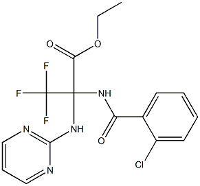 ethyl 2-[(2-chlorobenzoyl)amino]-3,3,3-trifluoro-2-(pyrimidin-2-ylamino)propanoate 구조식 이미지