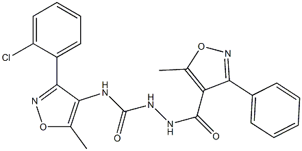 N1-[3-(2-chlorophenyl)-5-methylisoxazol-4-yl]-2-[(5-methyl-3-phenylisoxazol-4-yl)carbonyl]hydrazine-1-carboxamide 구조식 이미지