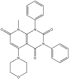 8-methyl-5-morpholino-1,3-diphenyl-1,2,3,4,7,8-hexahydropyrido[2,3-d]pyrimidine-2,4,7-trione 구조식 이미지