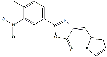 2-(4-methyl-3-nitrophenyl)-4-(2-thienylmethylidene)-4,5-dihydro-1,3-oxazol-5-one 구조식 이미지