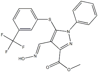 methyl 4-[(hydroxyimino)methyl]-1-phenyl-5-{[3-(trifluoromethyl)phenyl]sulfanyl}-1H-pyrazole-3-carboxylate 구조식 이미지