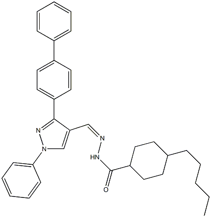 N'-[(Z)-(3-[1,1'-biphenyl]-4-yl-1-phenyl-1H-pyrazol-4-yl)methylidene]-4-pentylcyclohexanecarbohydrazide Structure