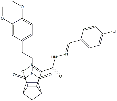 N'-[(4-chlorophenyl)methylene]-10-(3,4-dimethoxyphenethyl)-9,11-dioxo-3-oxa-4,10-diazatetracyclo[5.5.1.0~2,6~.0~8,12~]tridec-4-ene-5-carbohydrazide Structure