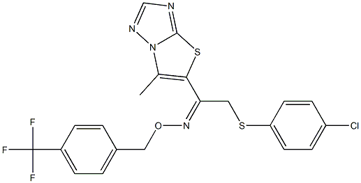 2-[(4-chlorophenyl)sulfanyl]-1-(6-methyl[1,3]thiazolo[3,2-b][1,2,4]triazol-5-yl)-1-ethanone O-[4-(trifluoromethyl)benzyl]oxime Structure
