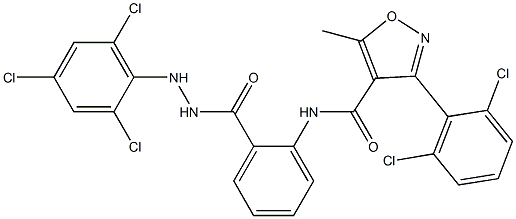 N4-(2-{[2-(2,4,6-trichlorophenyl)hydrazino]carbonyl}phenyl)-3-(2,6-dichlorophenyl)-5-methylisoxazole-4-carboxamide Structure