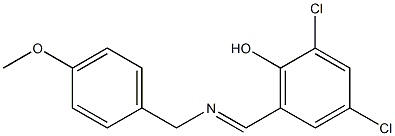 2,4-dichloro-6-{[(4-methoxybenzyl)imino]methyl}phenol Structure