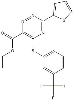 ethyl 3-(2-thienyl)-5-{[3-(trifluoromethyl)phenyl]sulfanyl}-1,2,4-triazine-6-carboxylate 구조식 이미지