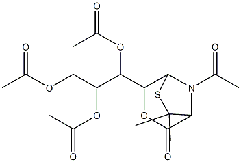 2-(8-acetyl-7,7-dimethyl-2-oxo-3-oxa-6-thia-8-azabicyclo[3.2.1]oct-4-yl)-2-(acetyloxy)-1-[(acetyloxy)methyl]ethyl acetate Structure