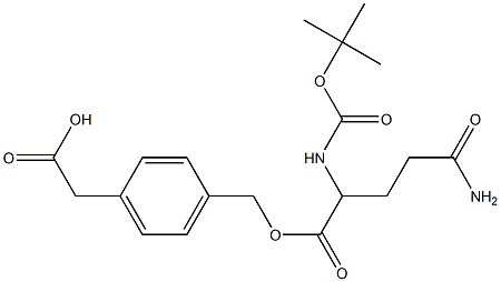 2-{4-[({5-amino-2-[(tert-butoxycarbonyl)amino]-5-oxopentanoyl}oxy)methyl]phenyl}acetic acid 구조식 이미지