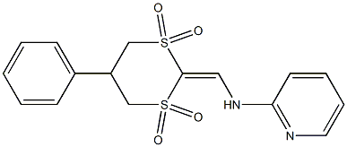 5-phenyl-2-[(2-pyridylamino)methylidene]-1lambda~6~,3lambda~6~-dithiane-1,1,3,3-tetraone 구조식 이미지