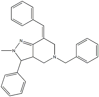 5-benzyl-2-methyl-3-phenyl-7-[(E)-phenylmethylidene]-3,3a,4,5,6,7-hexahydro-2H-pyrazolo[4,3-c]pyridine Structure