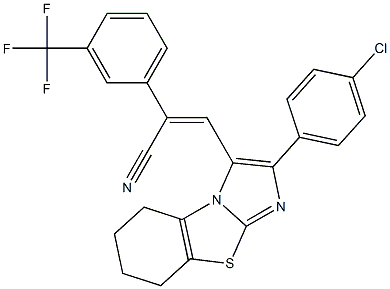 (Z)-3-[2-(4-chlorophenyl)-5,6,7,8-tetrahydroimidazo[2,1-b][1,3]benzothiazol-3-yl]-2-[3-(trifluoromethyl)phenyl]-2-propenenitrile 구조식 이미지