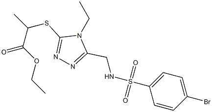 ethyl 2-{[5-({[(4-bromophenyl)sulfonyl]amino}methyl)-4-ethyl-4H-1,2,4-triazol-3-yl]sulfanyl}propanoate 구조식 이미지